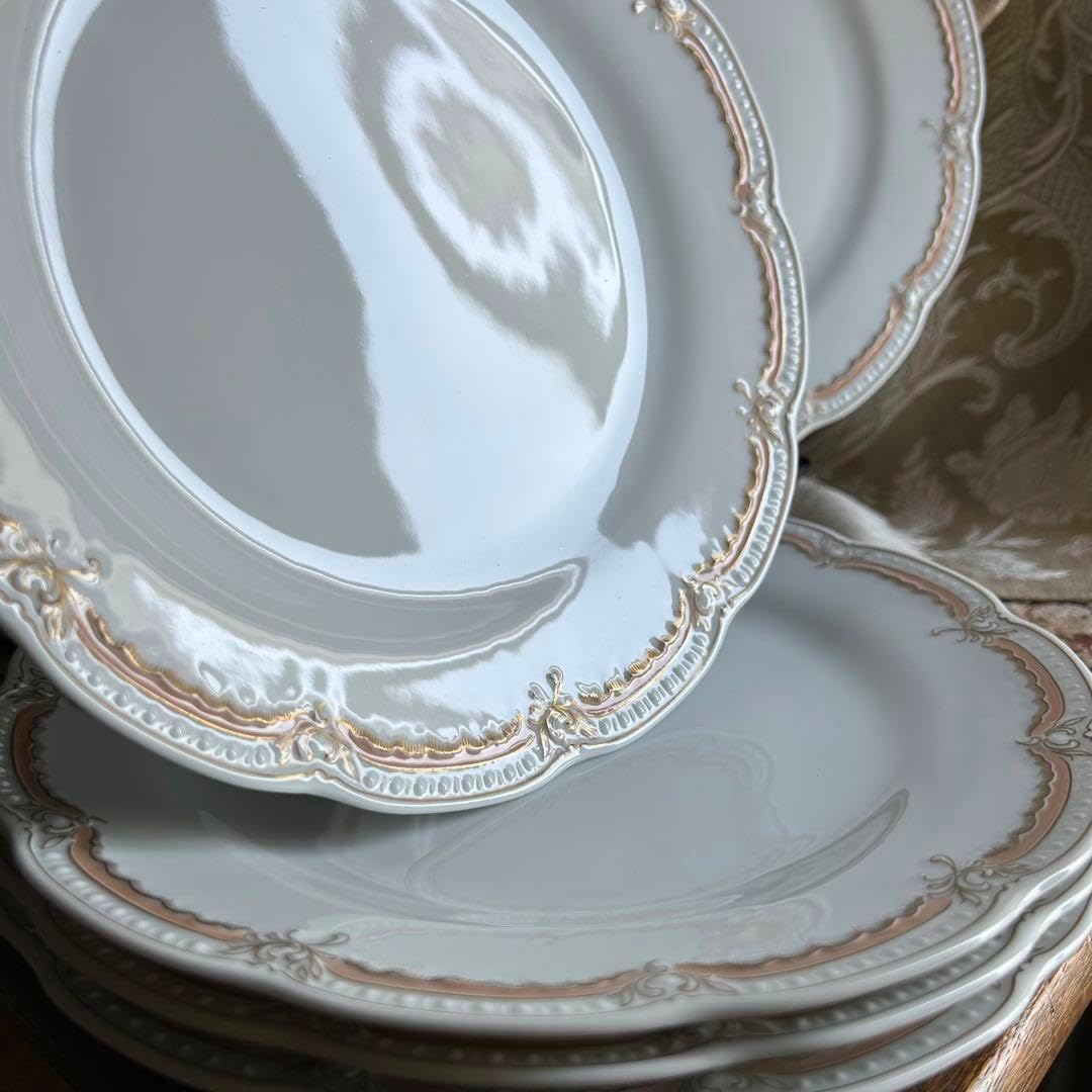 新品ドイツ製 HUTSCHENREUTHER ペールピーチ美しいディナー皿 5枚